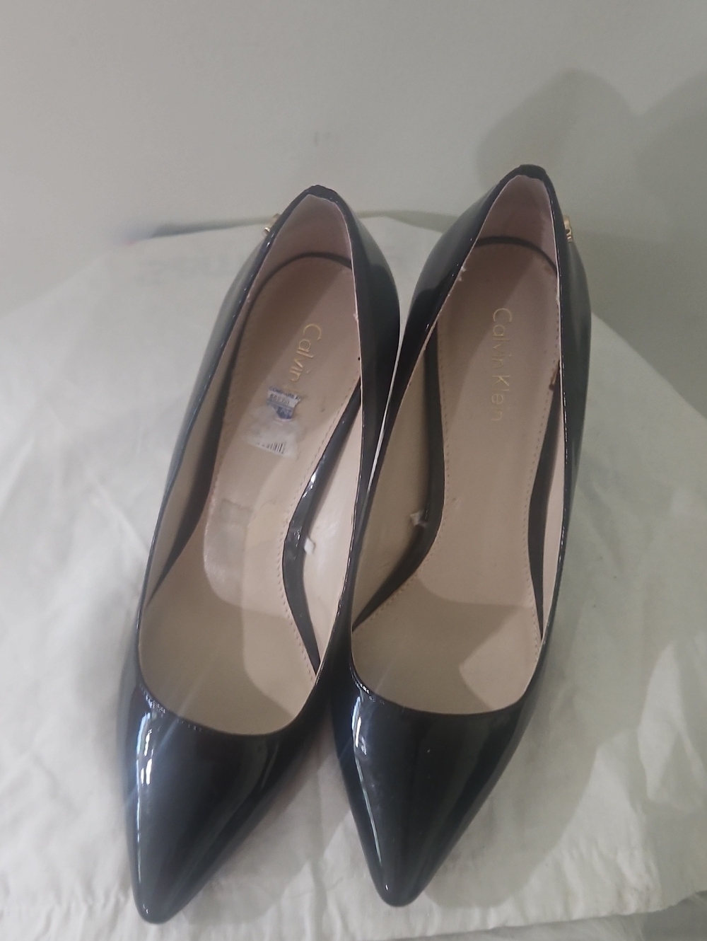 Calvin Klein NILILY Black Patent Pointed Toe Pumps